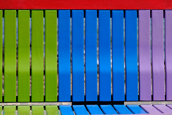 DSCF0049 
 Close up of Rainbow Bench, Corralejo, Fuerteventura, Canary Islands 
 Keywords: Fuerteventura, Corralejo, Canaries, Canary Islands, Rainbow, Bench, Close-up