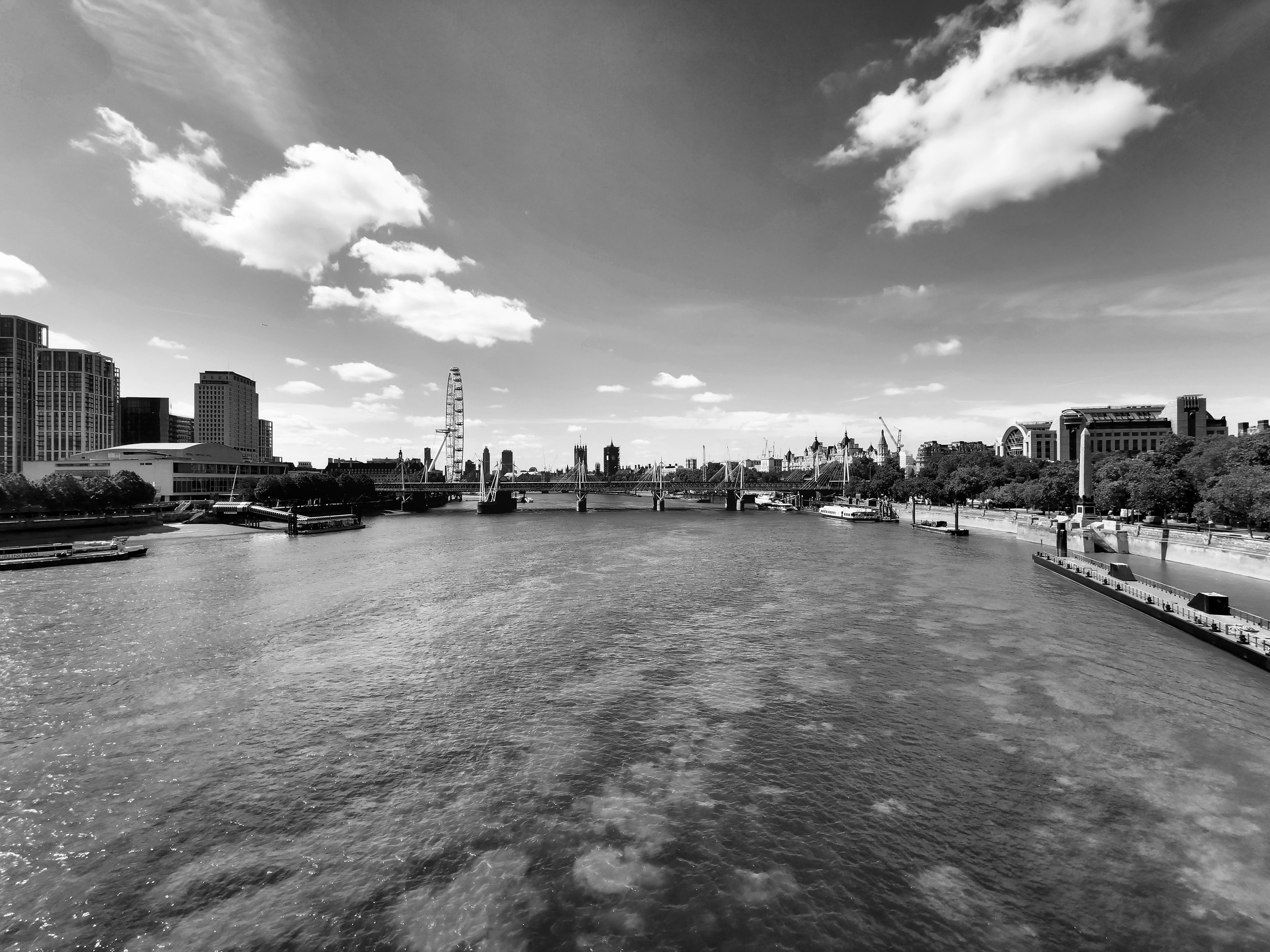 IMG 20200622 110101-BW 
 Deserted London from Waterloo Bridge, 29th June 2020