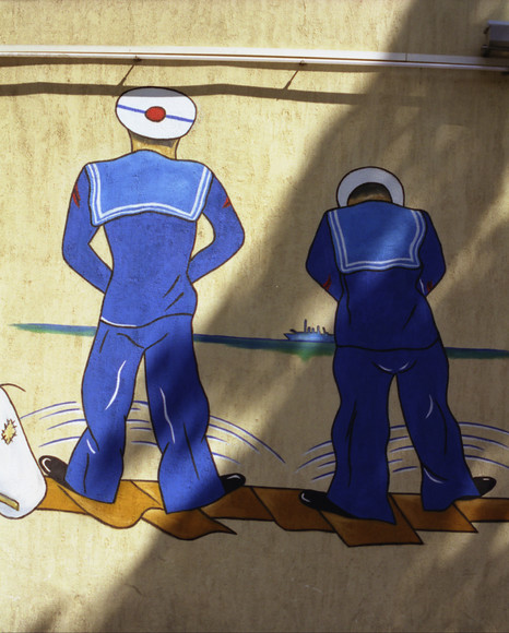 Mar-sailors 
 Wall painting at Marseillan, France