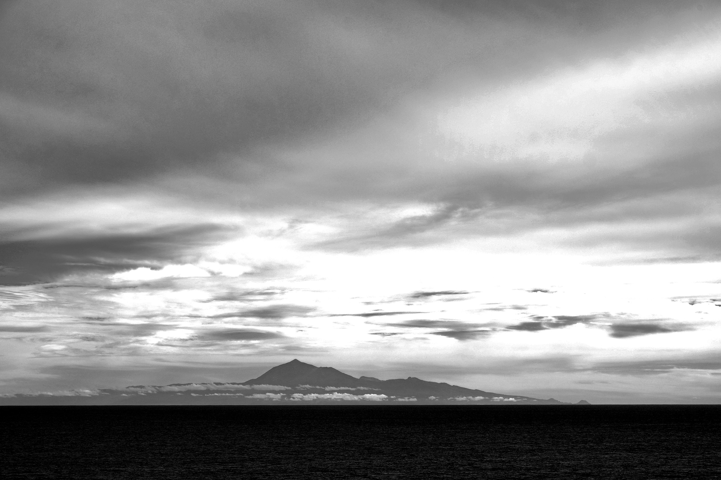 DSCF0088bw 
 Mount Teidi, viewed from La Palma, 2017